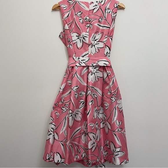 Jessica Howard summer dress sleeveless pink white A-line line fit&flare floral 6 - Picture 7 of 15